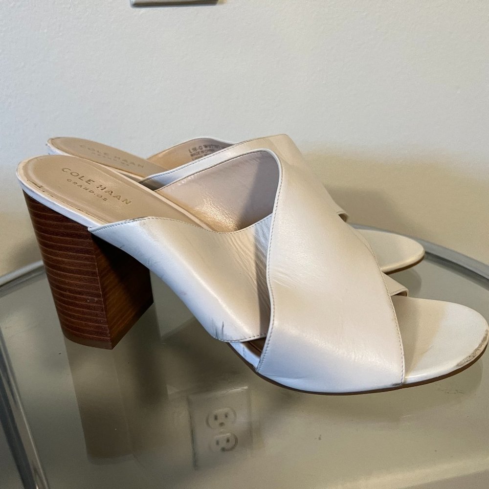 Cole Haan Grand White Leather Sandals Size 10B White